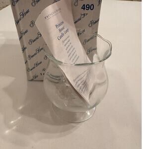 NIB Vtg Princess House Crystal Candlelamp w/ Floral Etching #490 6" H